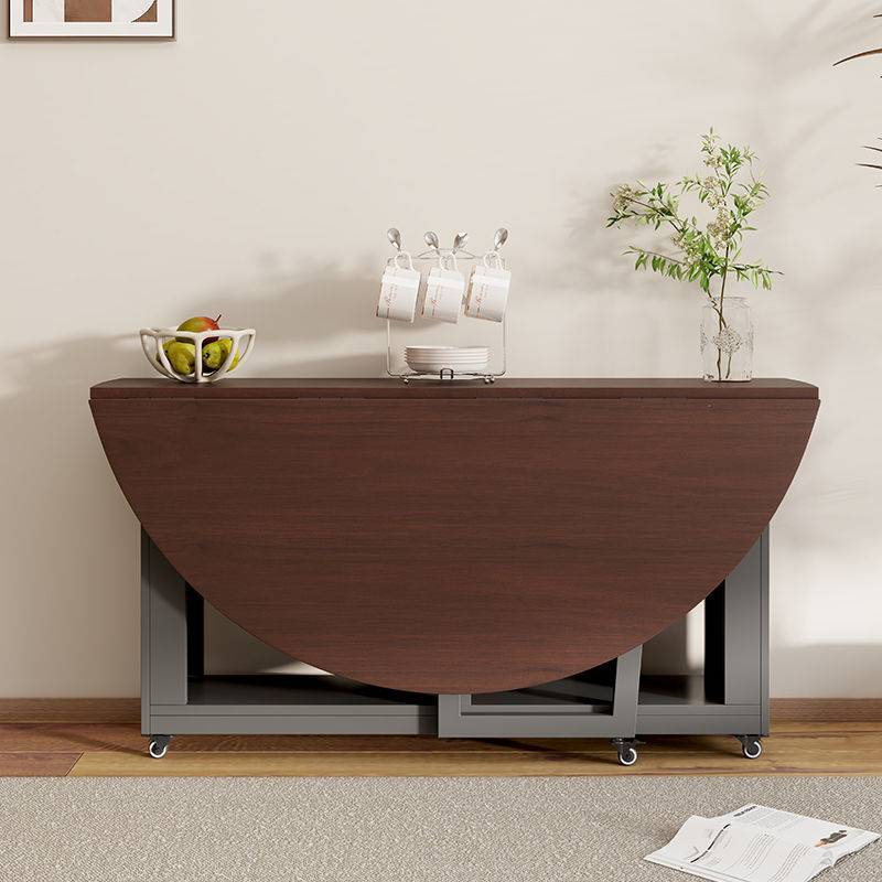 折叠餐桌家用小户型可折叠吃饭桌子简约餐厅简易饭桌可移动大圆桌