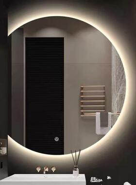 智能形则浴359室镜半圆生不规梳妆壁挂带灯卫间led带灯异厕所洗漱
