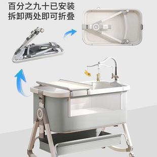 婴儿床可移动摇篮床632便式 二合一可叠多携功b能b床新折生儿拼接