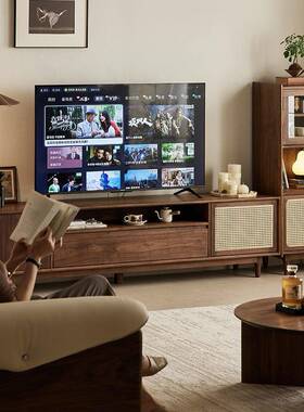 视黑胡桃木电柜樱桃白蜡木白橡木DSFG*-00古复实木地柜客厅收木纳