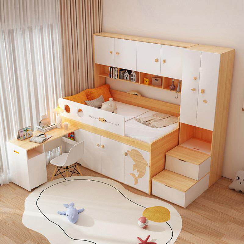 儿童高床衣柜一体带书桌功能大容储物小量户型多组-7639766合床上