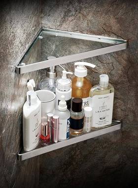 浴室置物卫架生间免打钢孔不锈三玻璃厕所洗手间86-81952淋浴房三