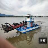 浮萍打捞船现货 江苏扬州小型水浮莲打捞船 河道割草机 割草船