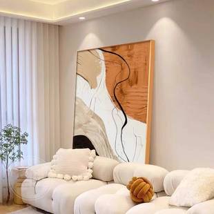 沙发后墙上挂画客厅现代风走廊尽头入户玄关装饰画室内大幅落地画