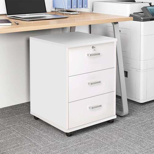 文件柜带锁移动下储物柜办公轮室木质抽屉柜带可桌收纳矮WMB柜小