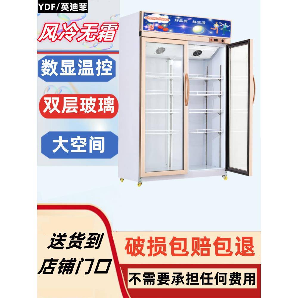 单展示柜冰箱保鲜柜双门冰柜冷488藏柜式风冷门水果市超立饮料垒