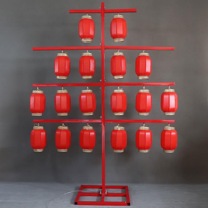 款婚庆中式灯红灯笼屏风路引汉唐婚礼铁艺发宫架背景光布新置CBM