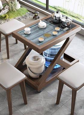 实木茶桌家用茶台客厅公室侧边水柜ALJ阳台极简可移动小茶型办茶