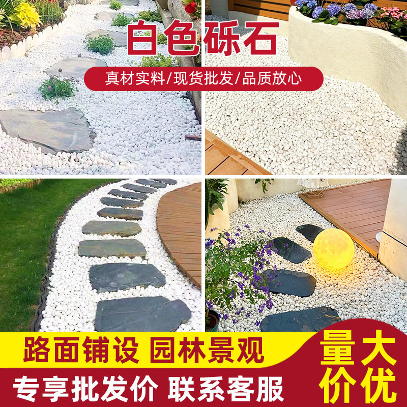 白色砾石白石子鹅卵石雪花白园林铺路雨花石碎石水洗石南京厂家