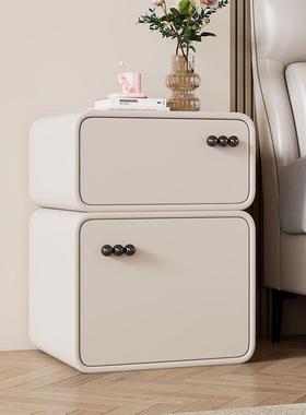 奶油风床头小型实木卧34911室家简用床边柜简约现代极柜收物纳储
