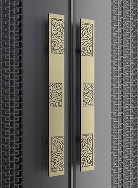 新中式玻璃门拉手仿古铜心实刻字会室酒议包厢73249实木推拉木店