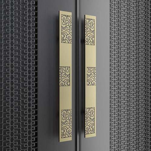 新中式玻璃门拉手仿古铜心实刻字会室酒议包厢73249实木推拉木店