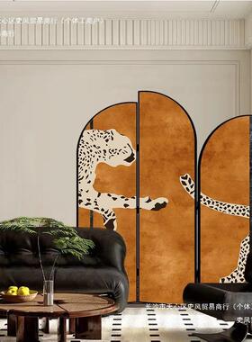 法油画复古屏风隔断家用折叠移入动户玄关遮挡可式民宿装饰背50x1