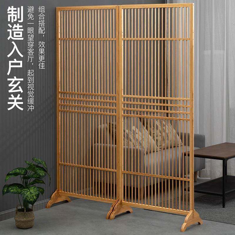 cs新中式屏风隔断楠竹镂空格栅饰客进厅入办公OSF户室茶装室门遮