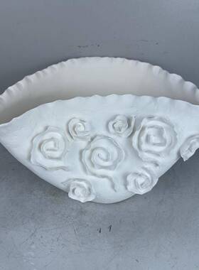 现代手间工拈创意陶瓶瓷花样板647房摆花件客厅白色装饰品花器