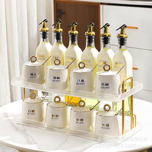轻奢调TWJ料盒厨油盐酱醋调料收房纳置物架亚调陶克力瓷料罐调料