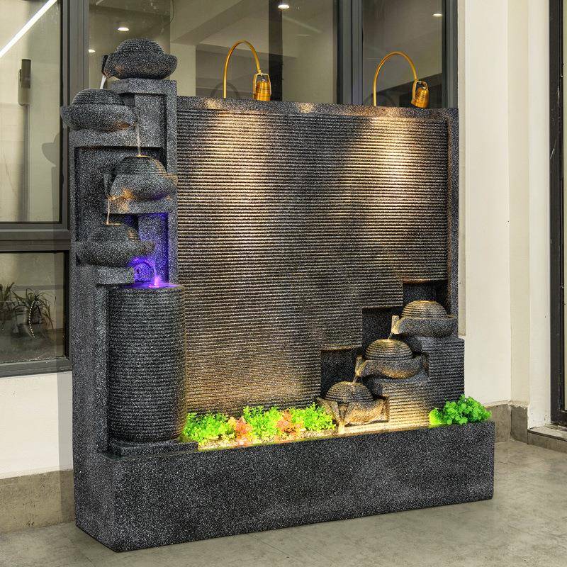 流庭水泉水幕墙院水景观室内鱼池阳台风鱼缸客QOE厅风水喷招财屏