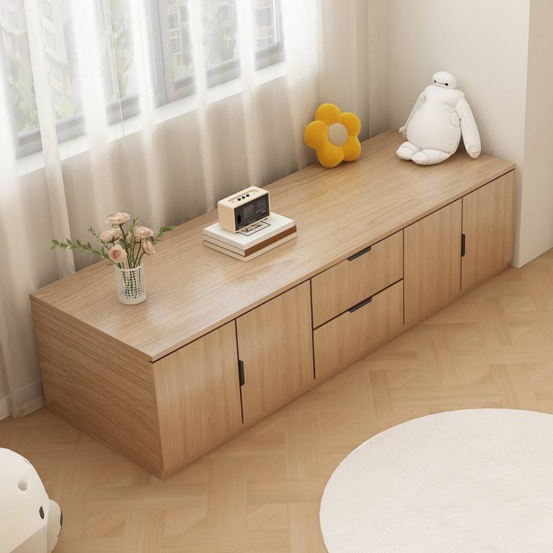 lw0实木阳台储物柜飘窗柜防晒家用窗台落地收纳柜可坐炕柜榻榻米