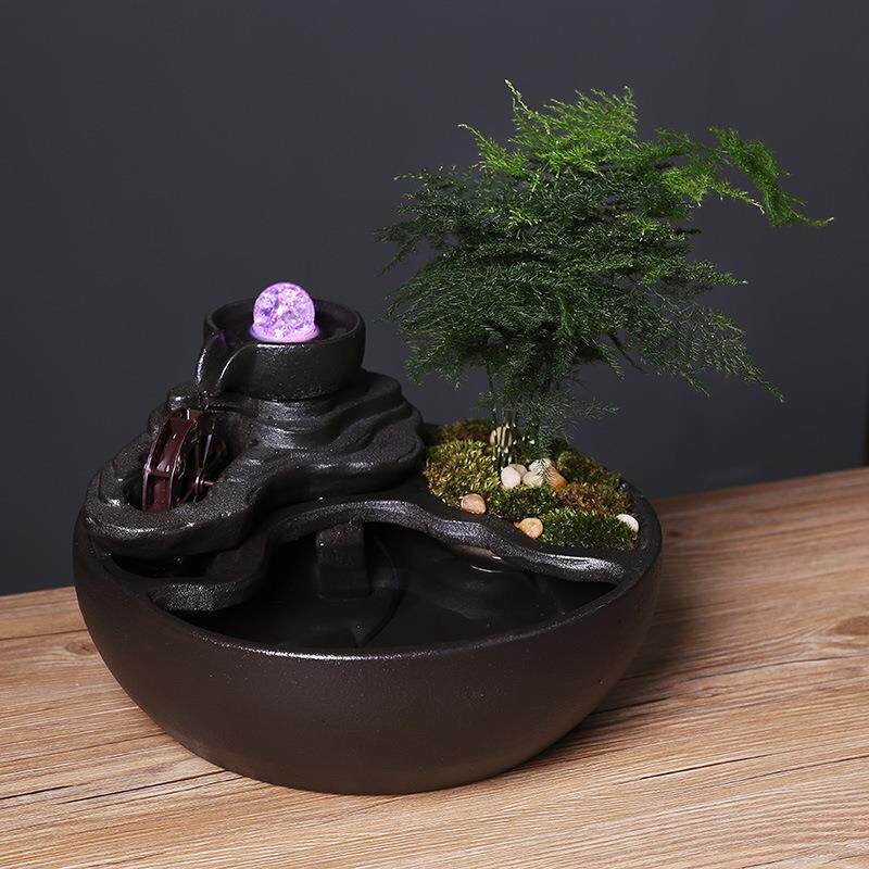 桌面循环泉韵流水鱼缸摆件公司客厅水景自动摆件水泵工艺品办