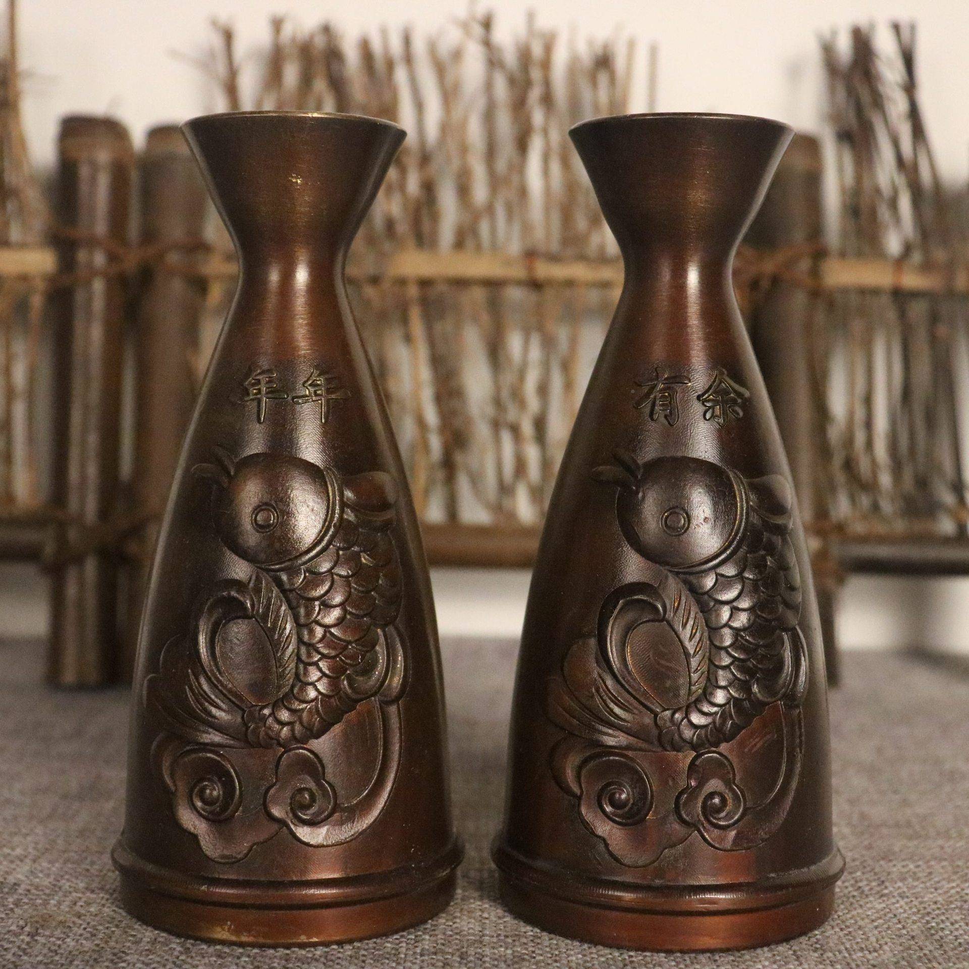 铜酒壶摆仿年RCU年有余酒器暖酒壶家居创意工艺分品件摆古件