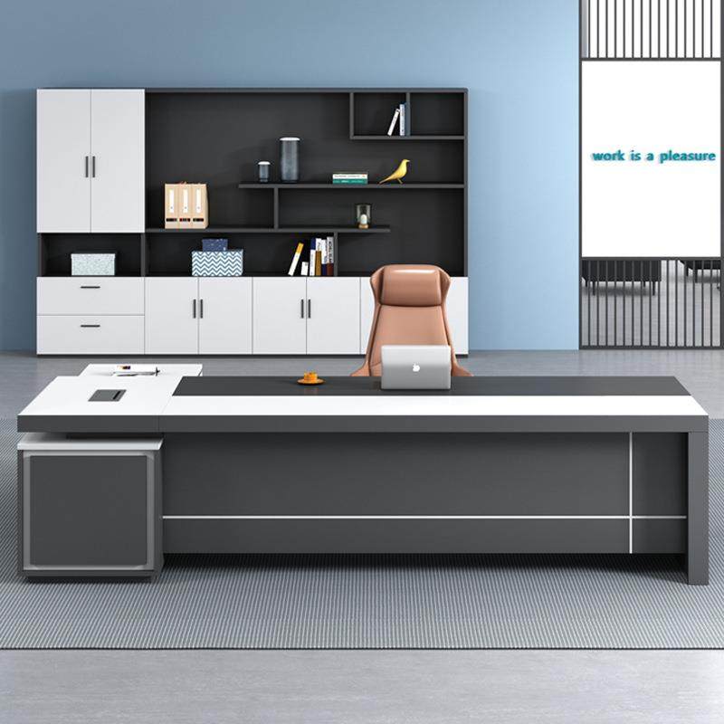 简约现代老桌时办公桌椅组合主板管经YMC理桌家办公具尚总裁桌大