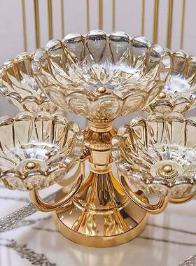 欧DD102169式水档果盘茶几奢高档轻奢客厅水果盘旋多转层华水晶玻