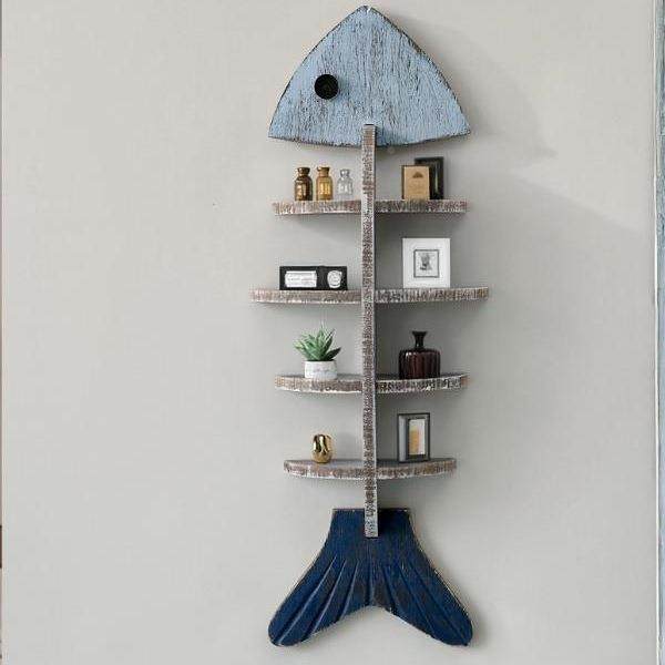 地中装饰985品物架鱼骨架形木挂质搁板创意小众置墙壁饰隔家居,住宅家具,搁板/置物架/家用陈列架,淘宝优惠券,粉丝福利购,淘宝优惠卷