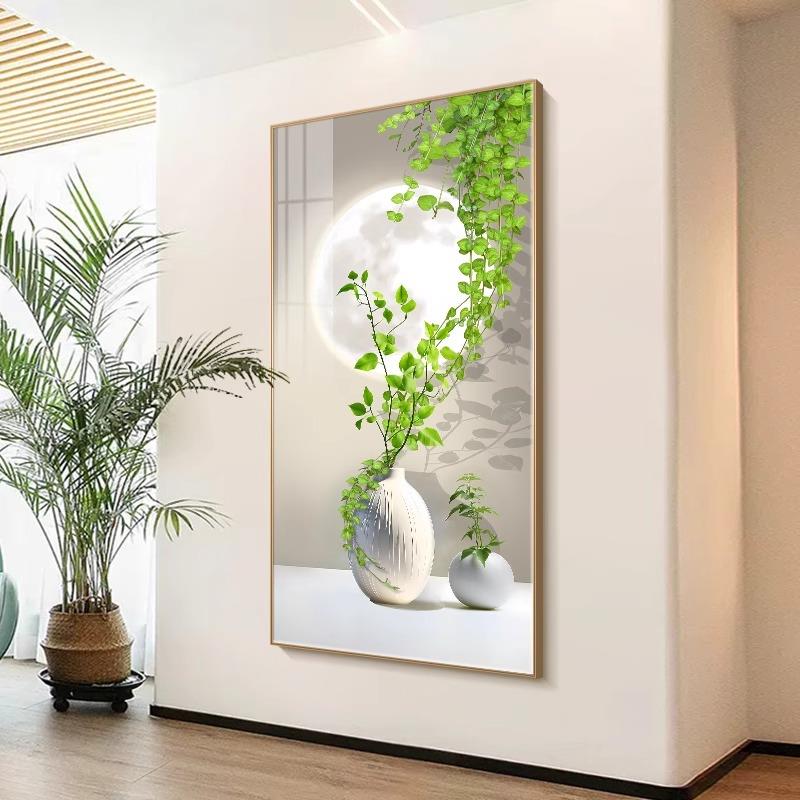 绿玄关装门饰画植清新现代简约客厅走F77T6968廊过道挂画感进入小