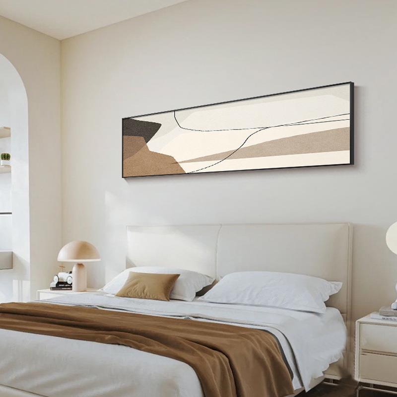 空境挂现代轻简约卧室床头装饰画奢肌理感主卧画酒店条长QX202307