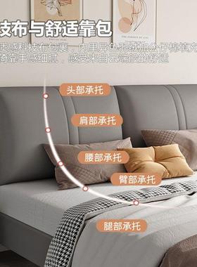 科5技布简实木PDD50503床现代约1.8米主卧经济型双人床软包家1用.