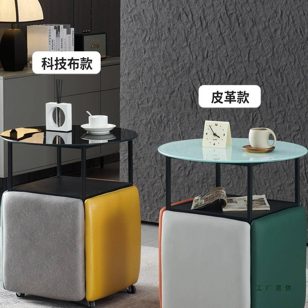 餐桌家用阳台小茶桌洽谈桌椅组合折叠可休闲茶几凳子椅子网红桌子