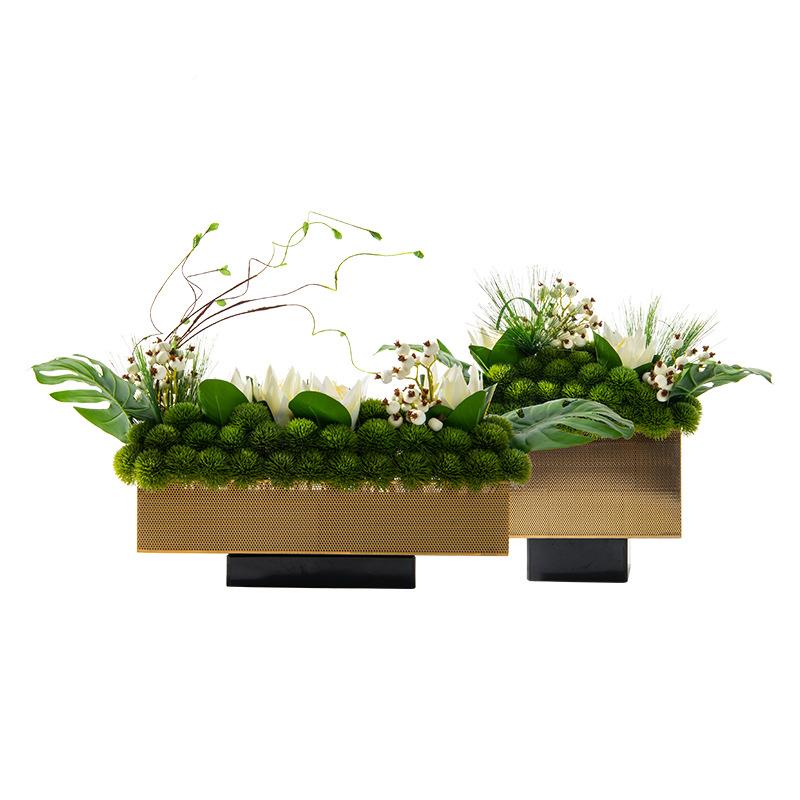 新代中式轻奢现仿真花酒艺高端玄绿植摆花关HY1911端景店售楼处前