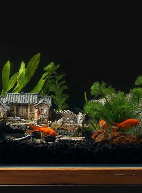 F8757HHT水族箱假山鱼缸老造景装饰品筑鱼躲虾避屋建模型房子微景