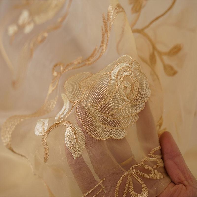 欧花成品窗帘窗断纱绣客厅卧室落地窗阳台MXD飘式窗隔帘装饰纱帘