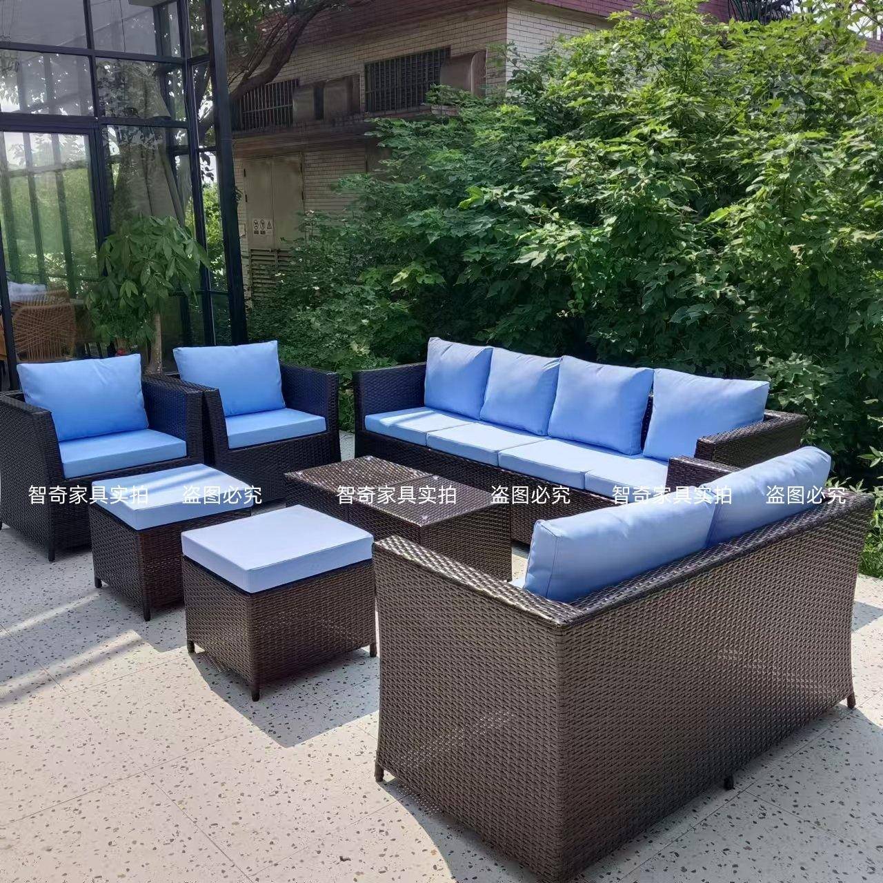 户外休闲发组仿合花园露台藤椅别墅沙庭院发酒店沙OCW藤编露天藤