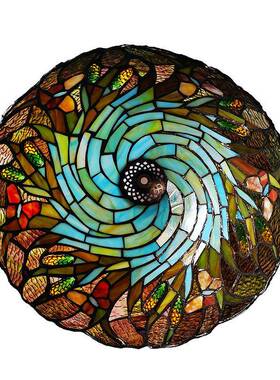 工厂直销12寸25233麦穗蝴蝶小马美式帝凡尼客家厅卧室书房手彩玻