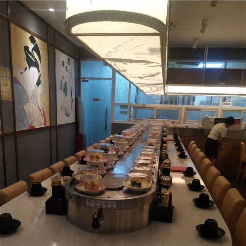仿木纹回转寿司设备旋转寿司输送设备厂家生 产旋转寿司设备商用