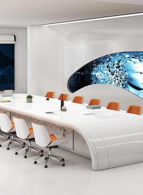 大ESO组型烤漆会议桌长桌现创代简约现代白色意会议室长洽条谈桌