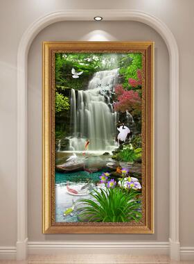 山式YJR水油画竖版玄风关装饰画美客挂画欧厅式走廊过道景聚宝盆