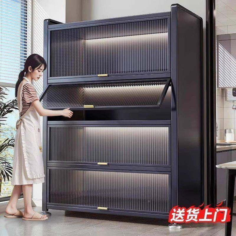 新款加厚厨房物架地WSO多收纳柜多功能微落波炉餐边碗橱柜置储物