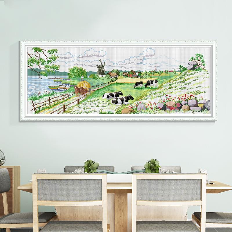 系新款钻石ETI画贴画家风列景牧场风光自贴材料包源头厂客厅装饰