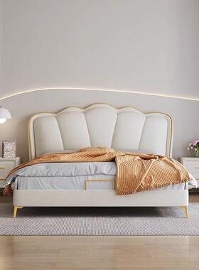 法式奶油风花瓣床现卧代IAL轻奢皮床主室软包床实技双人木床科布