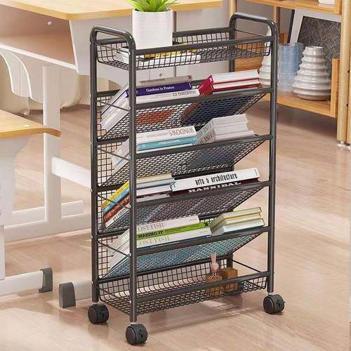 落地书收纳架箱书可移动多层置物架家收用无品牌/带轮简易书柜铁