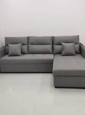 布艺组合发19272床沙两功用客厅多能折叠带贵妃转角可储物沙款发