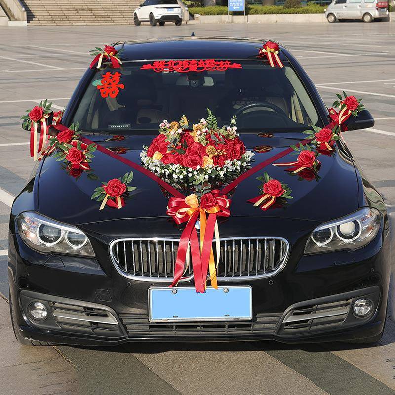 车主车饰车花结头婚礼花车布置婚GTB套装装车队迎亲仿真头车花品