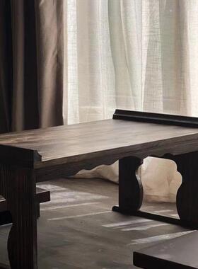 可炉叠实木古QEN风宿舍桌国学桌中式服马折面裙拍摄道具榻汉围煮