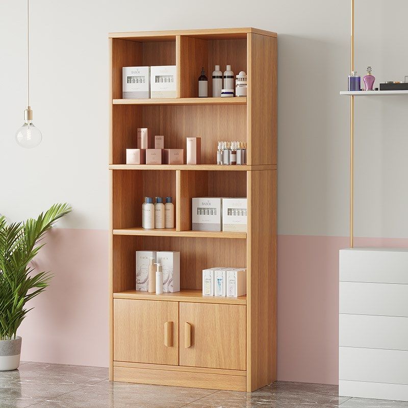 理发店产品展柜落地化妆品实木展示柜美容院多层陈列柜美甲店货柜