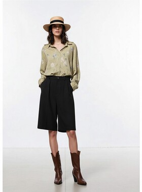 Girdear/哥弟26黑色早春高腰显瘦直筒休闲炸街风中裤110095