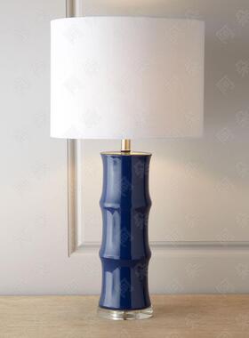 新中式陶瓷台灯卧室床头灯蓝色竹子现代简约个性680