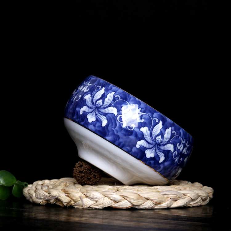 釉下彩描金青花瓷怡尚杯洗白瓷小号水洗 德化高白陶瓷茶具茶洗